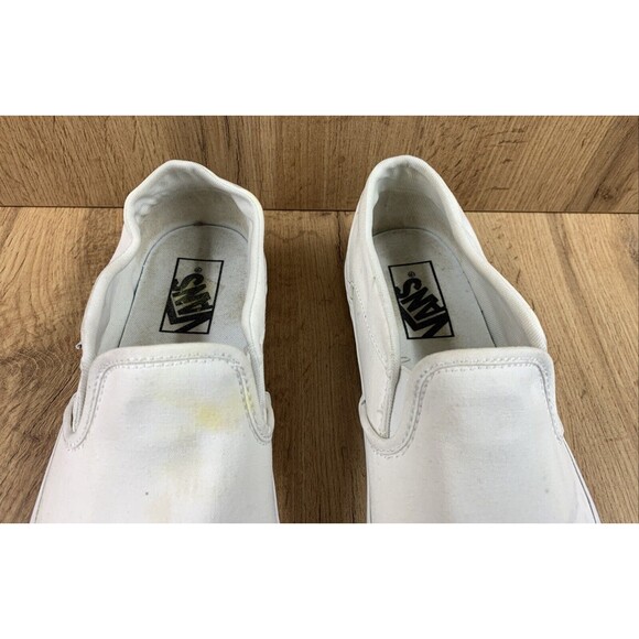 VANS Off The Wall Classic Slip On Skate Loafer Shoes Size 9 White Canvas 721356 - Picture 8 of 16
